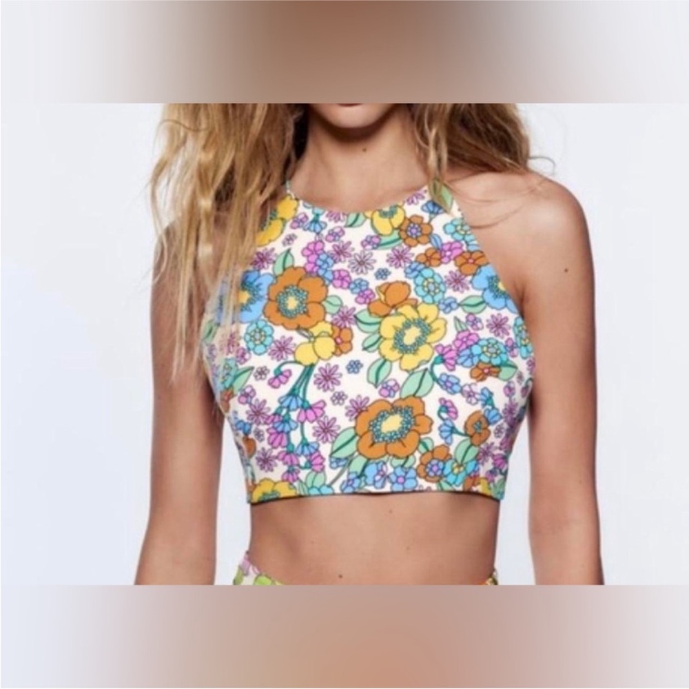 Zara Multicolor Floral Crop Top